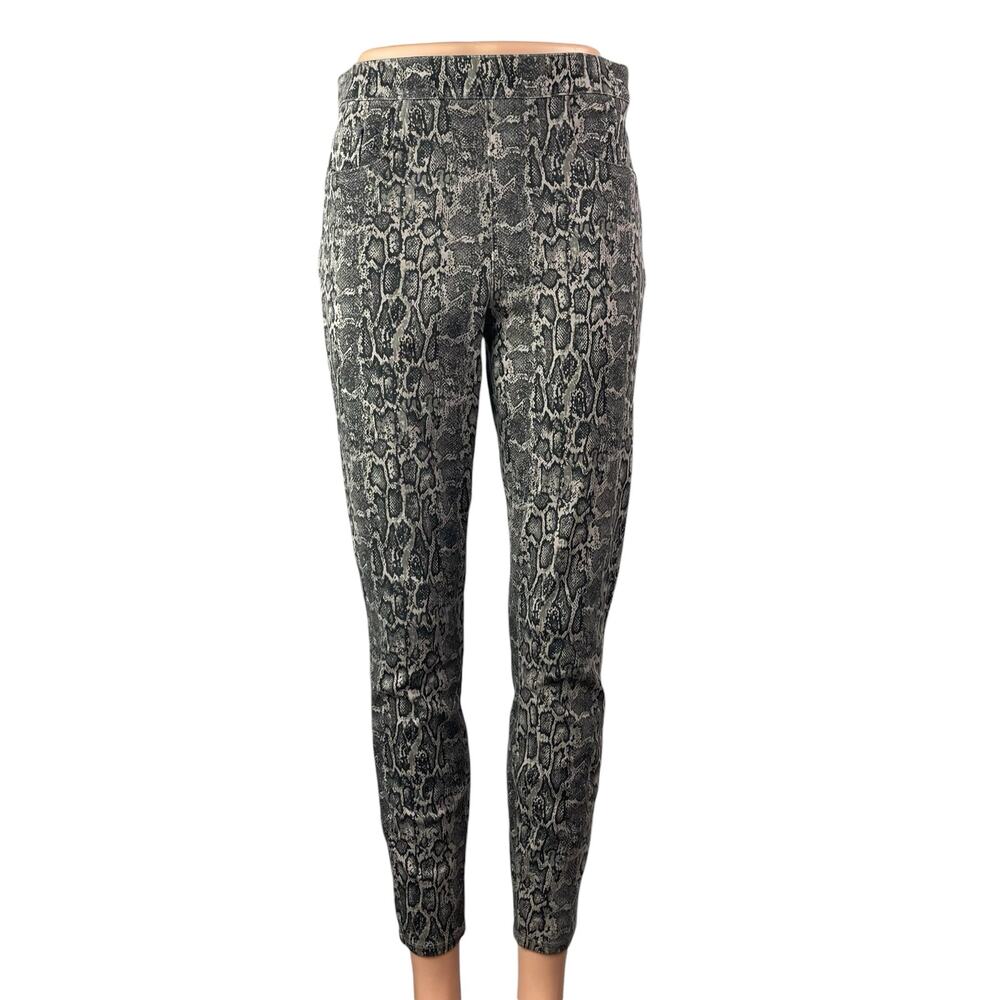 Spanx Women's Black Snakeskin Print High Waist Skinny Jean-ish Leggings Pants M